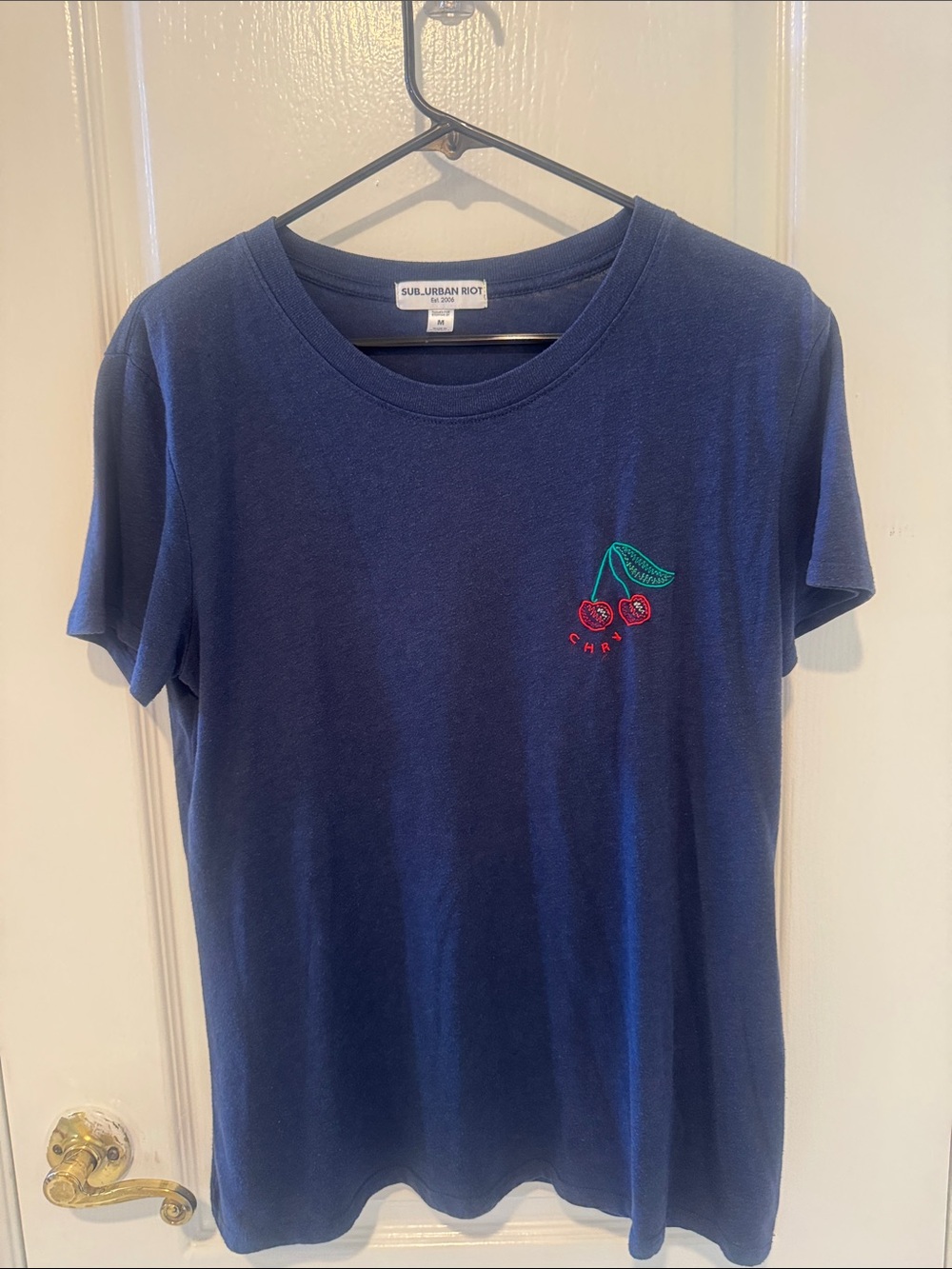 Sub_Urban Riot Navy Tee with Cherry Embroidery